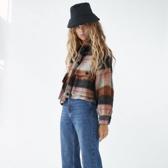 ZARA CROPPED PLAID OVERSHIRT NWT - Picture 12 of 16